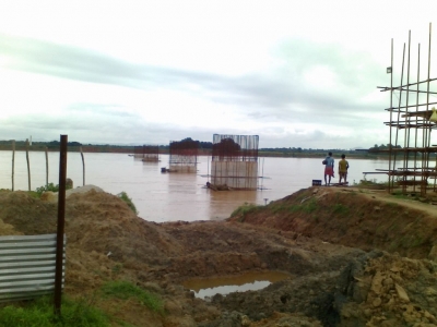 Ongoing Rail Bridge work on Brahmani River for Angul-Sukinda Rail Line.