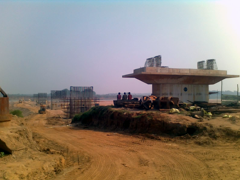 Ongoing Rail Bridge work on Brahmani River for Angul-Sukinda Rail Line as on August 2012